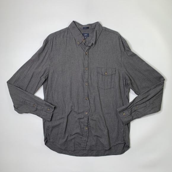 J Crew Shirt Mens XL Extra Large Graphite SLIM Brushed Twill Cotton Shirttail - Picture 2 of 9